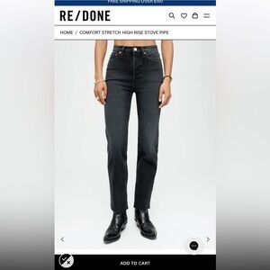 Re/Done 70’s Stove Pipe High Rise Black Women's Jeans sz 31
